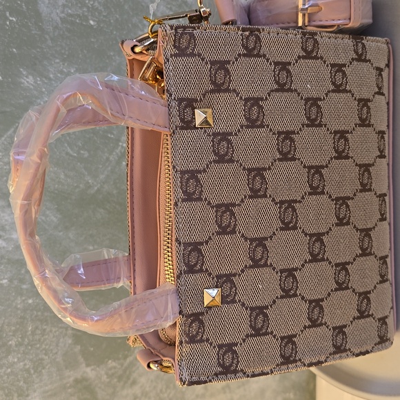 bebe Talulla Mini Satchel Blush Monogram Logo Crossbody Shoulder Bag NWT - Picture 4 of 12